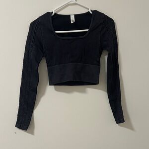 Aerie Black Long Sleeve Crop Top